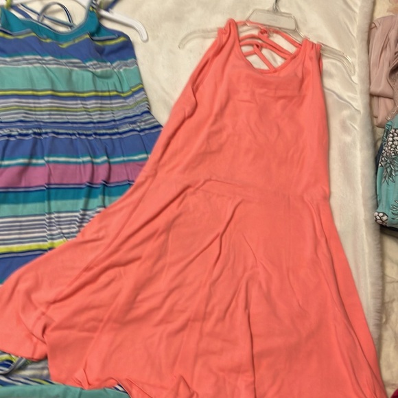 EUC 3 for 1 children’s place Girls 7/8 skater dresses white floral, coral, blue - Picture 8 of 14